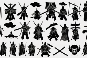A samurai stands in black armor and the sun rises in the background tattoo idea