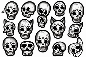 Skull with woods. moon and cat tattoo idea