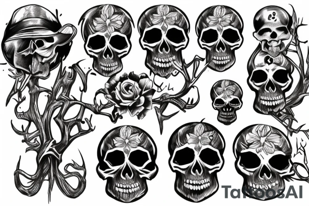 Skull with woods tattoo idea
