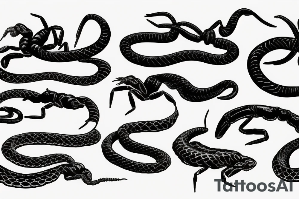 Snake wrapped around the scorpion tattoo idea