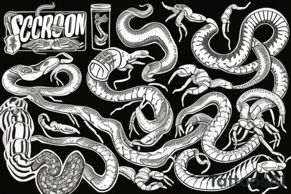 Snake wrapped around the scorpion tattoo idea