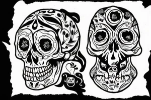 Skull from which the forest grows at night with stars and moon tattoo idea