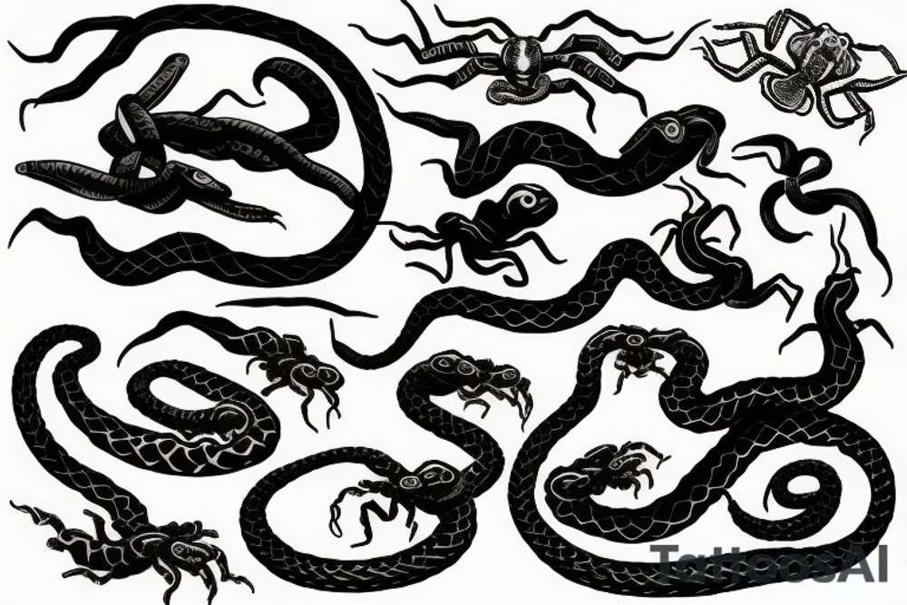 Snake around Scorpion tattoo idea