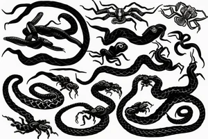 Snake around Scorpion tattoo idea