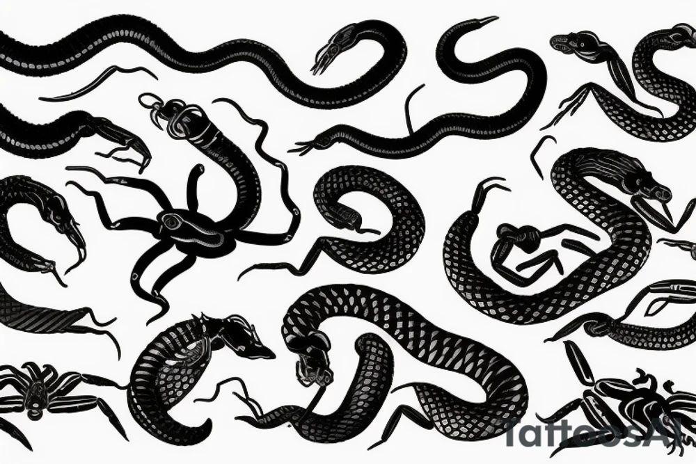 Snake around Scorpion tattoo idea