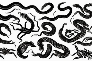 Snake around Scorpion tattoo idea