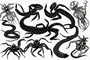 Snake bites the scorpion tattoo idea