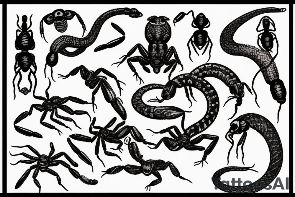 Snake bites the scorpion tattoo idea