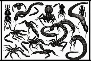 Snake bites the scorpion tattoo idea