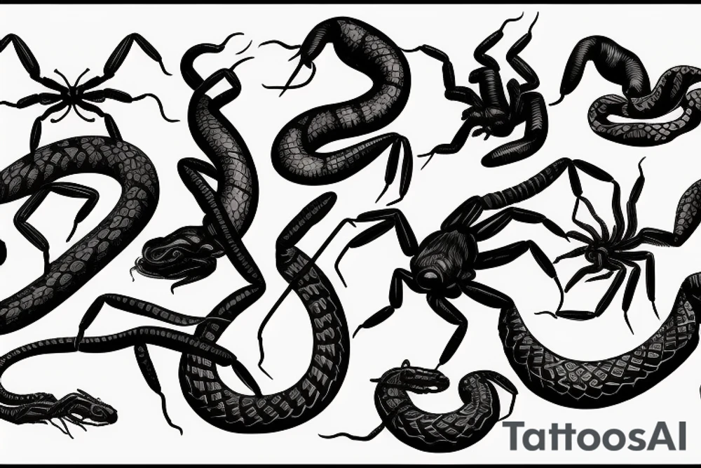 Snake bites the scorpion tattoo idea