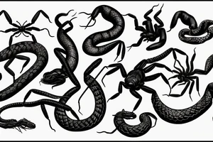 Snake bites the scorpion tattoo idea