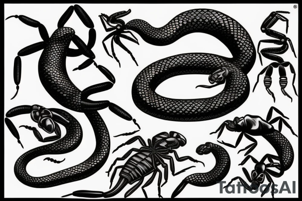 Snake bites the scorpion tattoo idea