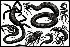 Snake bites the scorpion tattoo idea