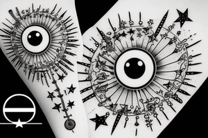 Glowing Eye with stars tattoo idea