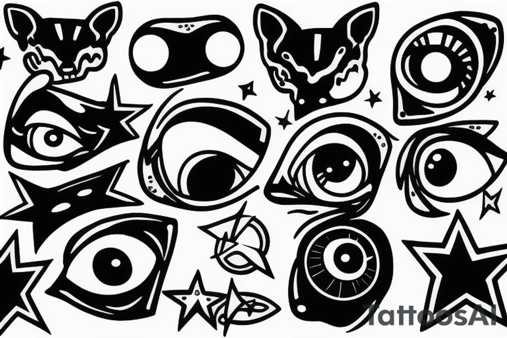 Glowing Eye with stars tattoo idea