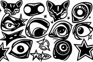 Glowing Eye with stars tattoo idea