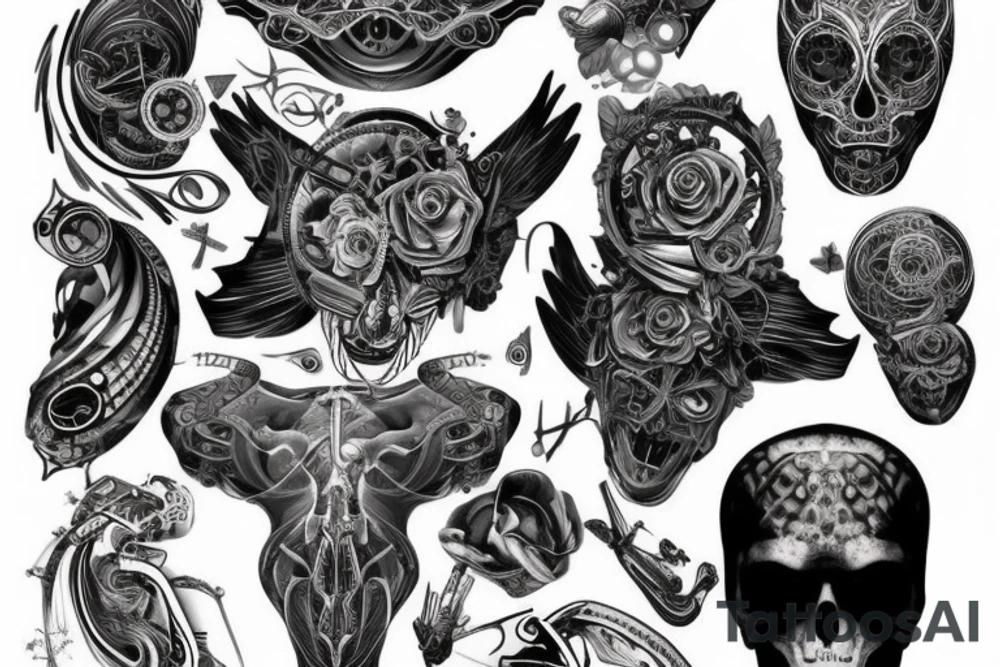 Скелет в темных доспехах tattoo idea