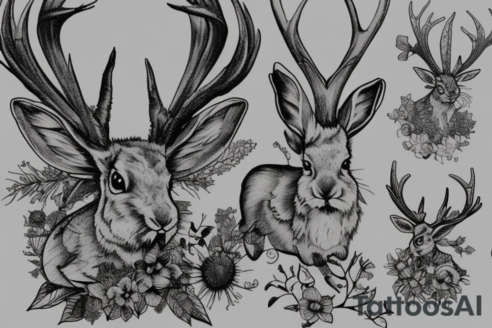 Jackalope and a fountain tattoo idea