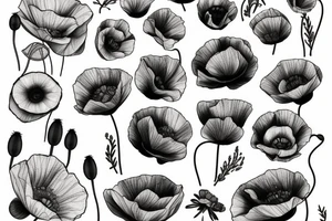Poppy, fine line tattoo idea