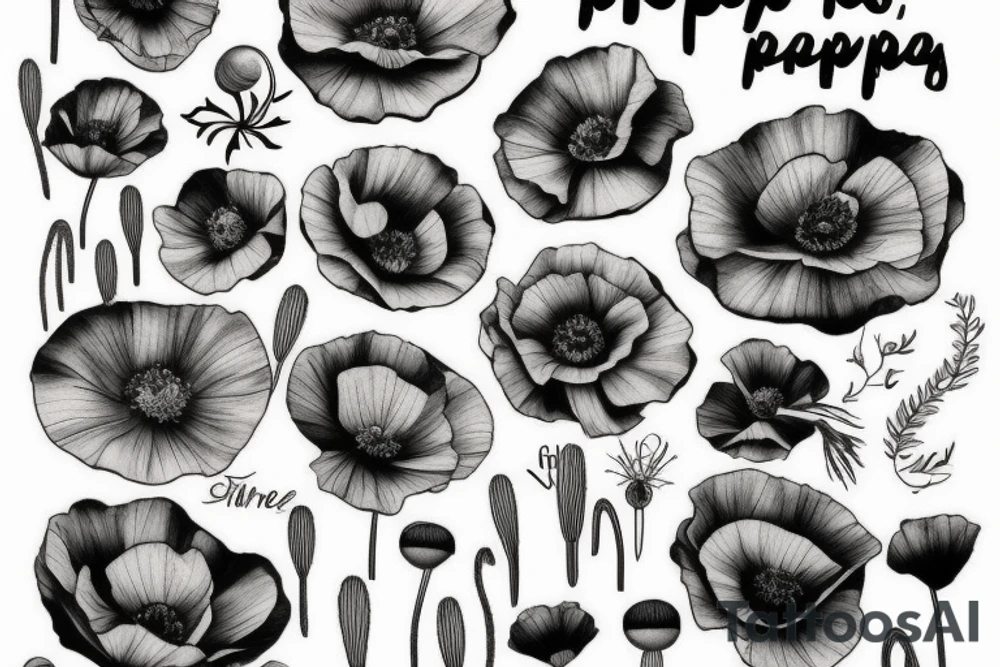 Poppy, fine line tattoo idea