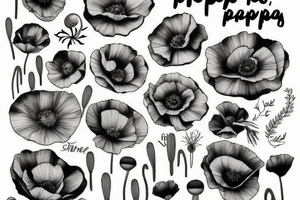 Poppy, fine line tattoo idea