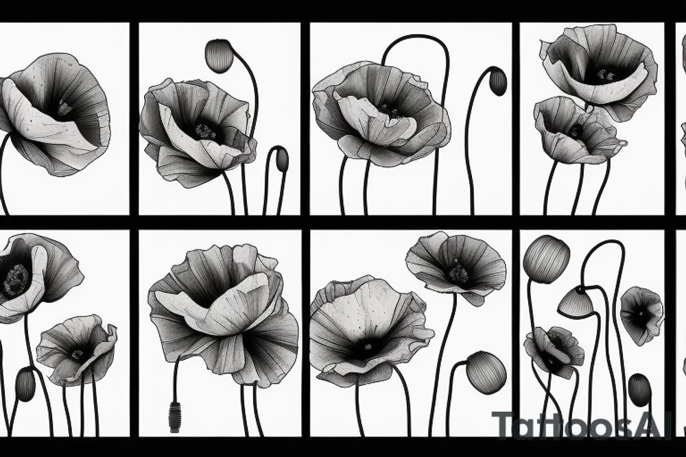One Poppy, fine line tattoo idea