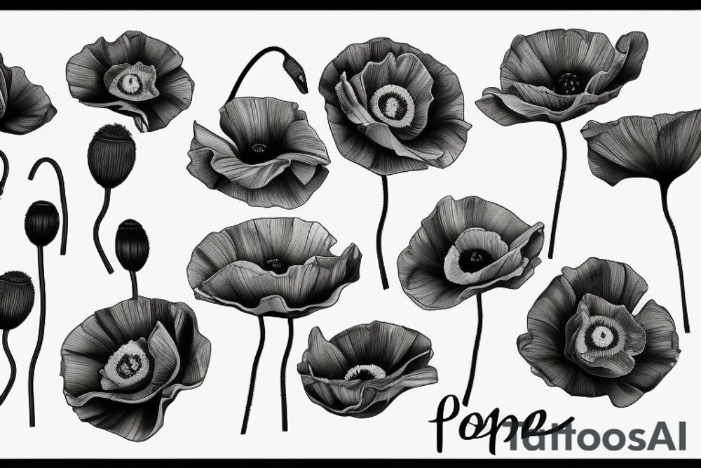 One Poppy, fine line tattoo idea