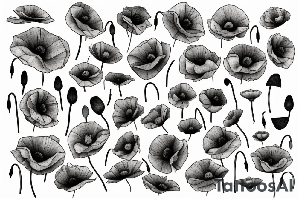One Poppy, fine line tattoo idea