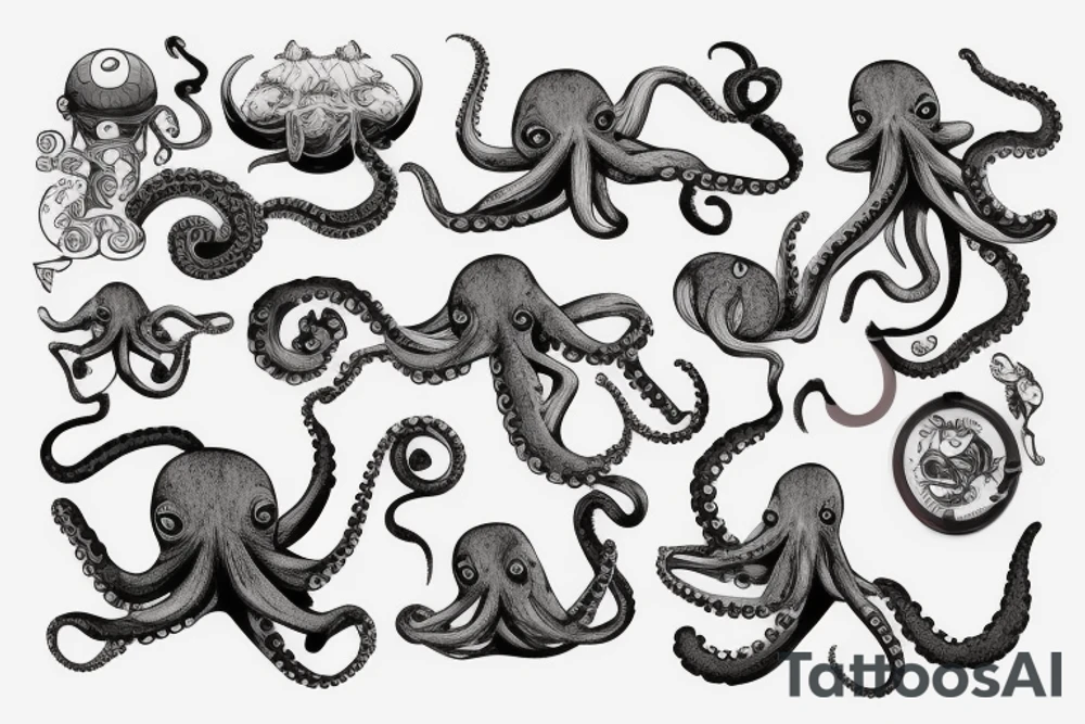 octopus eating chicken tattoo idea