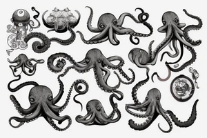 octopus eating chicken tattoo idea