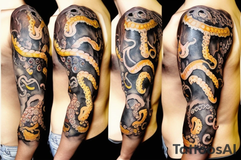 octopus eating chicken tattoo idea