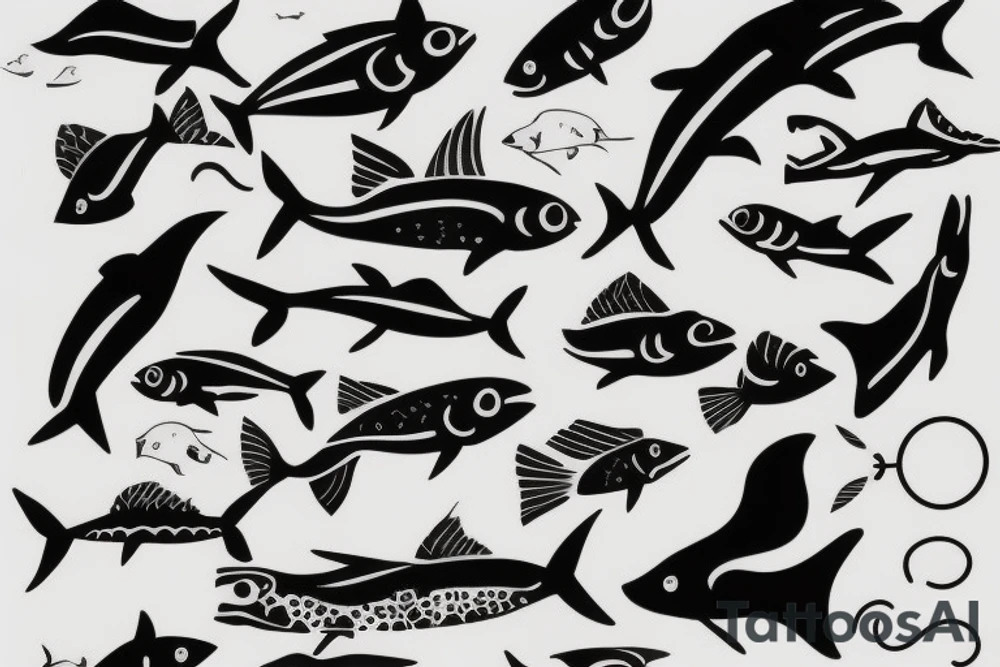 minimal fine line fish tattoo idea