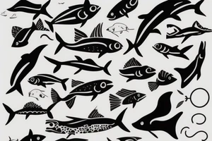 minimal fine line fish tattoo idea