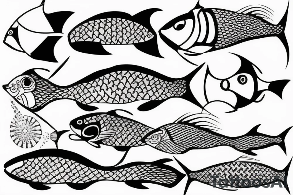 minimal fine line fish tattoo idea