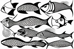 minimal fine line fish tattoo idea