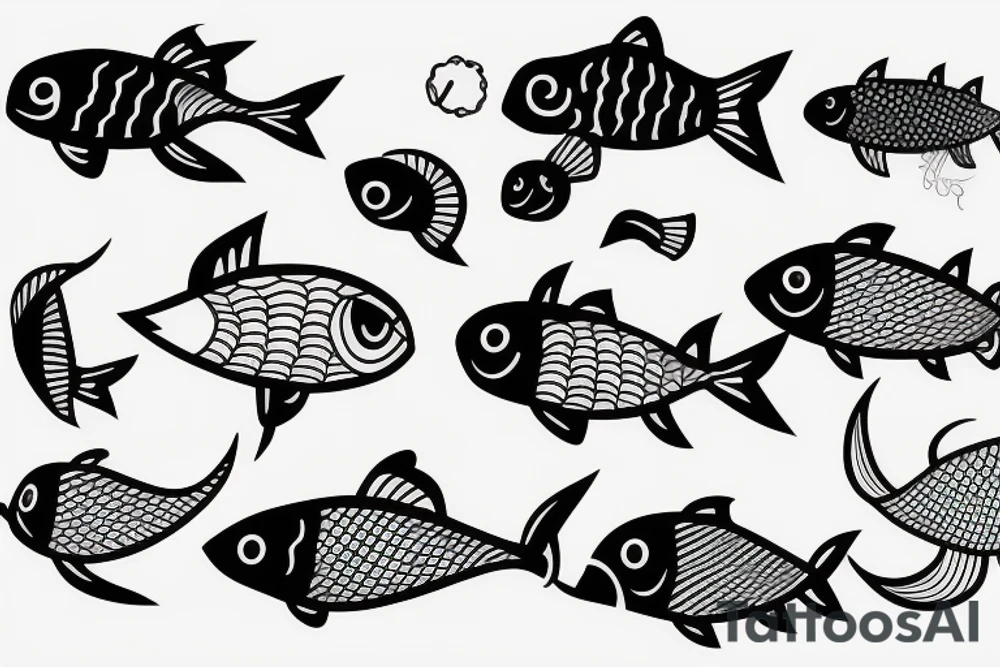 minimal fine line fish tattoo idea