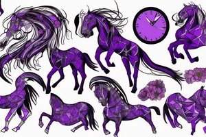 purple horse skeleton tattoo idea