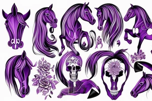 purple horse skeleton tattoo idea