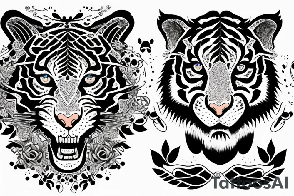 Prancing tiger with smokey eyes tattoo idea