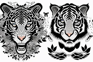 Prancing tiger with smokey eyes tattoo idea