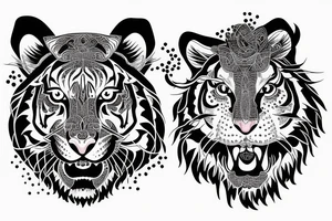 Prancing tiger with smokey eyes tattoo idea