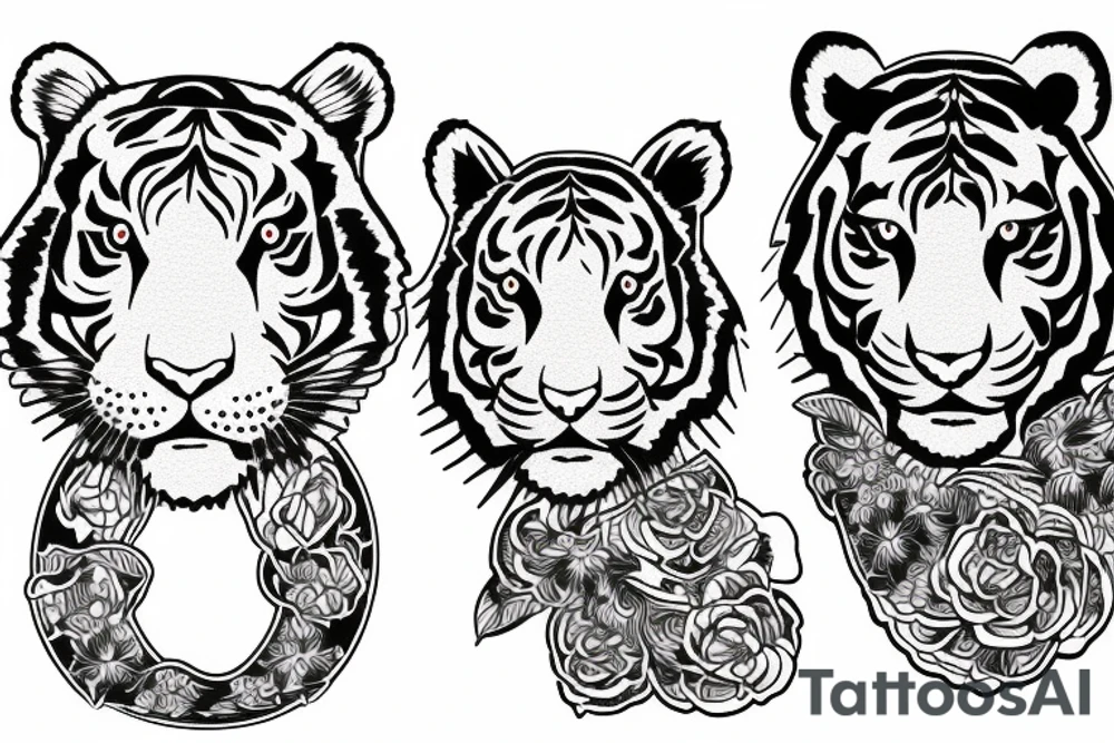 Full body tiger and cherry blossom tattoo idea
