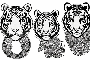 Full body tiger and cherry blossom tattoo idea