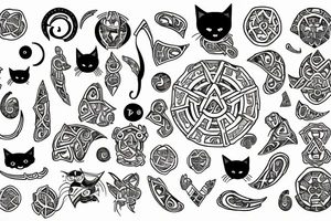 Pentagramma with cat tattoo idea