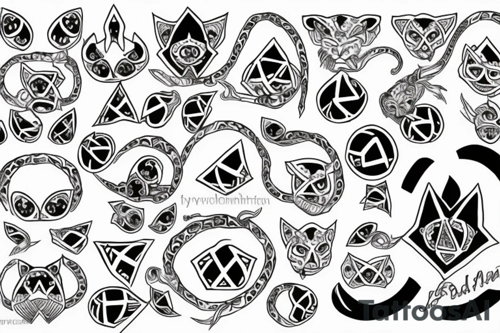 Pentagramma with cat tattoo idea