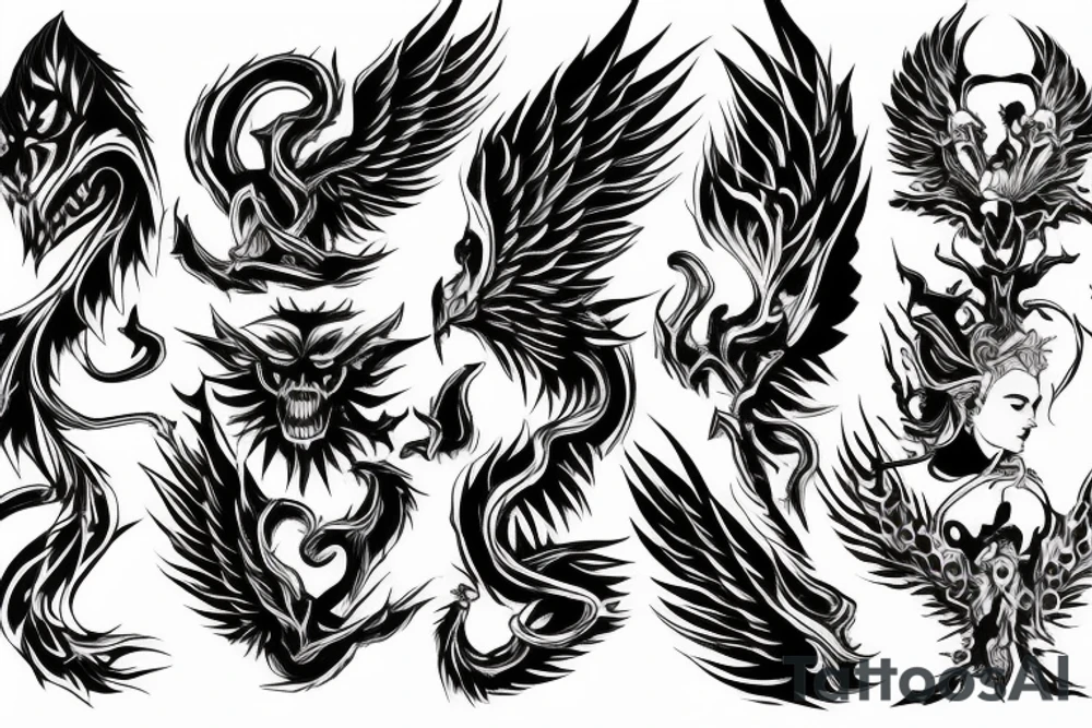 Scale with angel on one side and demon on the other tattoo idea