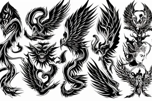 Scale with angel on one side and demon on the other tattoo idea