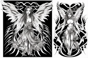 Scale with angel on one side and demon on the other tattoo idea