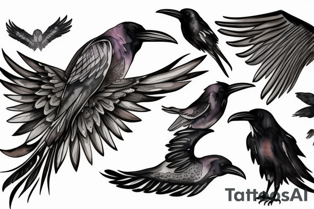 Raven open wing tattoo idea