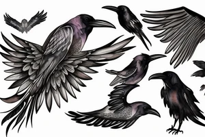 Raven open wing tattoo idea
